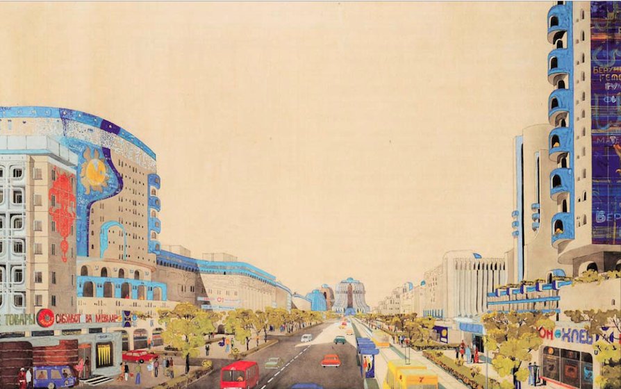 Проект улицы Беруни, Ташкент (1974-1978). Архитекторы: Андрей Косинский и Геннадий Коробовцев.